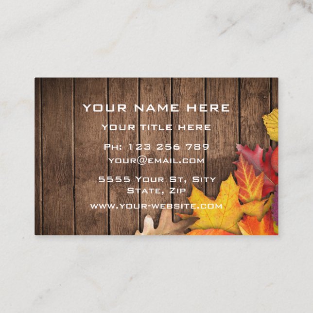 Feuilles d'automne sur le modèle de carte de visit (Dos)