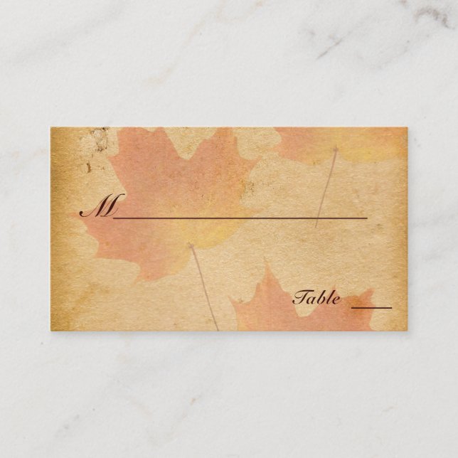 Feuilles d'automne sur papier vieilli Cartes de pl (Devant)