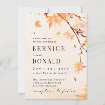 Feuilles d'automne tombent amoureux Faire-part de 