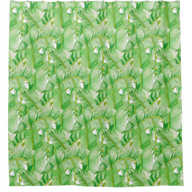 Feuilles de bananes sur un rideau de douche (Devant)