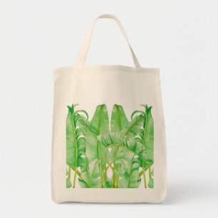 Feuilles de bananes sur un sac d'épicerie