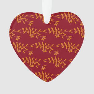 Feuilles de branches de silhouette orange sur roug