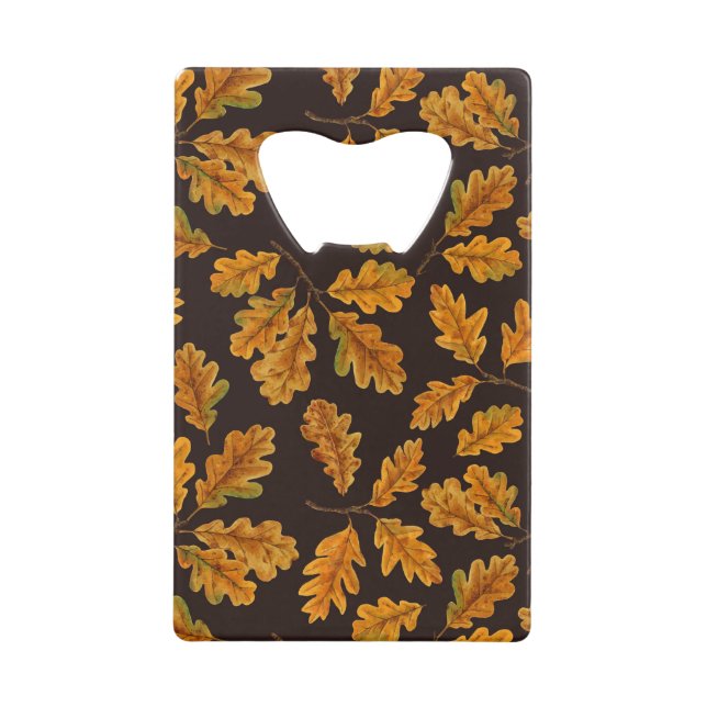 Feuilles de chêne automnal sur brun foncé (Devant)