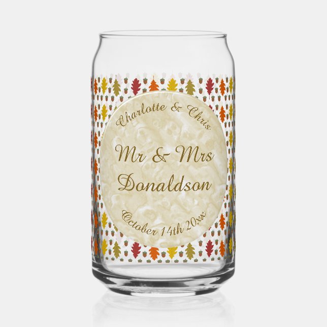 Feuilles de chêne et Acorns Automne Mariage d'auto (Recto)