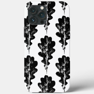 Feuilles de chêne noir et blanc Imprimer coque iph