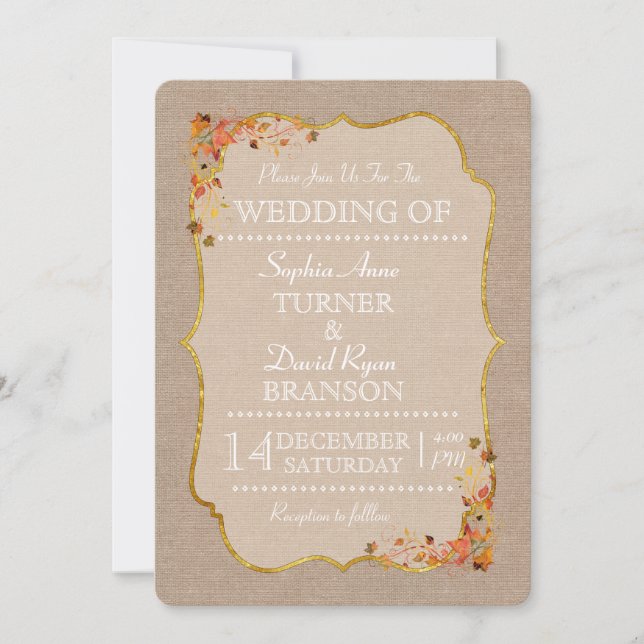 Feuilles de chute Rustique Faire-part de mariage t (Devant)