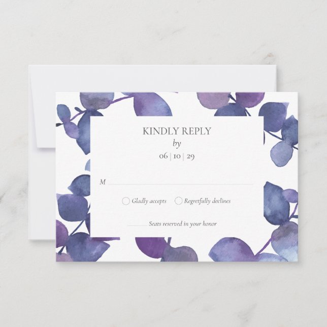 Feuilles de eucalyptus bleu violet Floral RSVP (Devant)