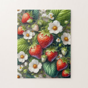 Feuilles de fraises amusantes Fleurs Puzzle