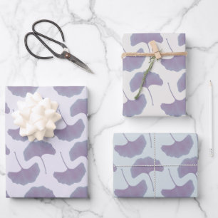 Feuilles de Ginkgo Lavande et Bleu Pastel