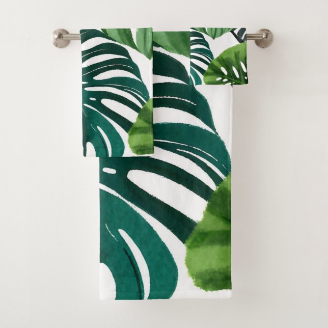 Feuilles de Monstera | Serviette de main simple mo (En situation)