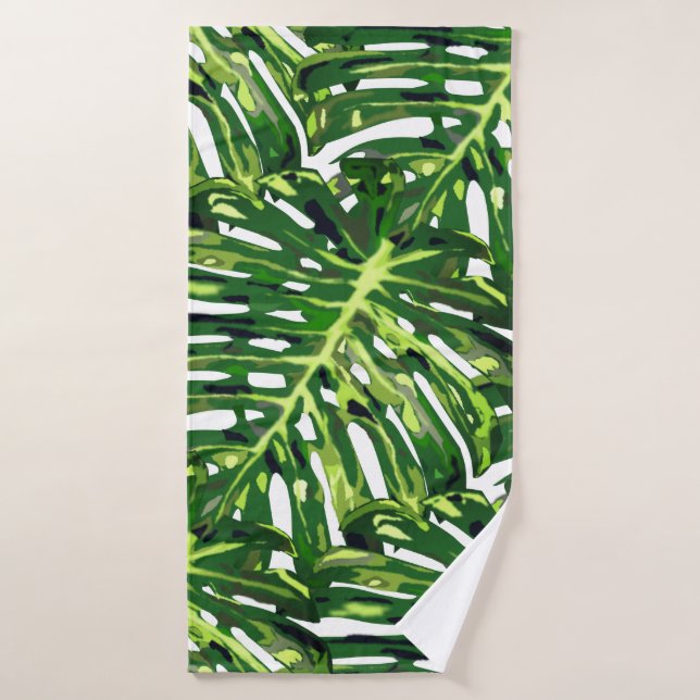 Feuilles de Monstera Tropical (Serviette de bain)