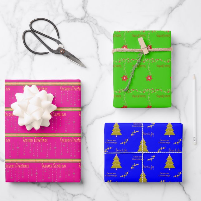 Feuilles de Noël Joyeuses Fêtes enveloppant du pap (Recto)