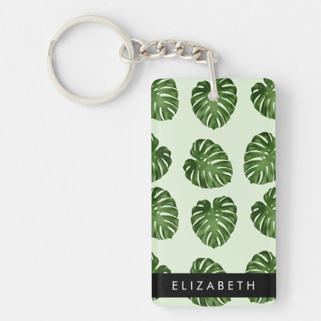 Feuilles de palme, Motif tropical, Votre nom (Devant)