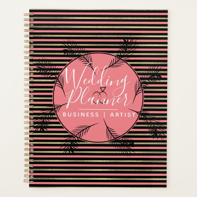 Feuilles de palme Tropical Foil Stripes Mariage (Devant)