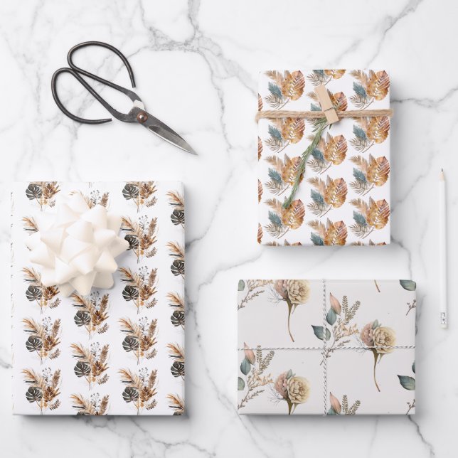 Feuilles de palmier florales Boho Herbe des Pampas (Recto)