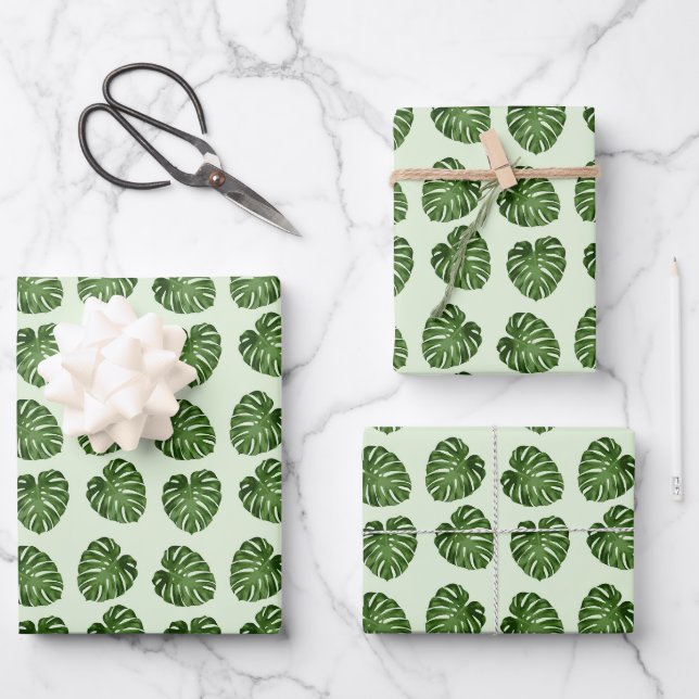 Feuilles de palmiers, Feuilles verts, Motif tropic (Recto)