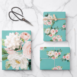 Feuilles de papier à enveloppement chic floral tur