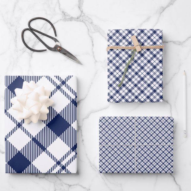 Feuilles de papier à envelopper bleu et blanc (Recto)