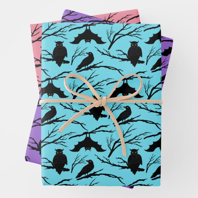 Feuilles de papier à envelopper Halloween Chouette (En situation)