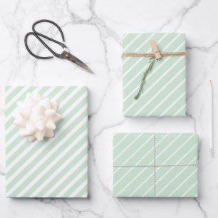 Feuilles de papier à envelopper Pastel Green Strip