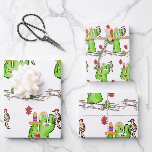 Feuilles de papier à envelopper Serpent Cactus Ois (Recto)
