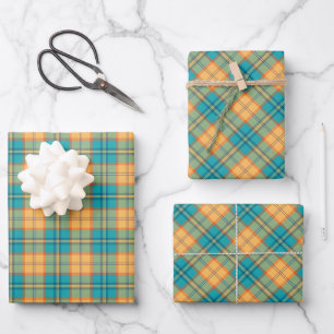 Feuilles de papier à envelopper Tartan Kingfisher