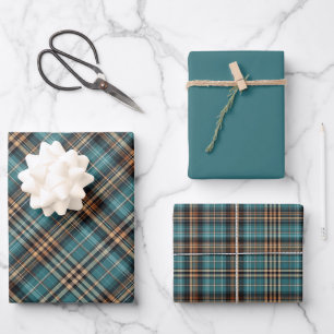 Feuilles de papier à envelopper turquoise et au ch