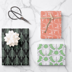 Feuilles de papier à envelopper vert pour os crâni