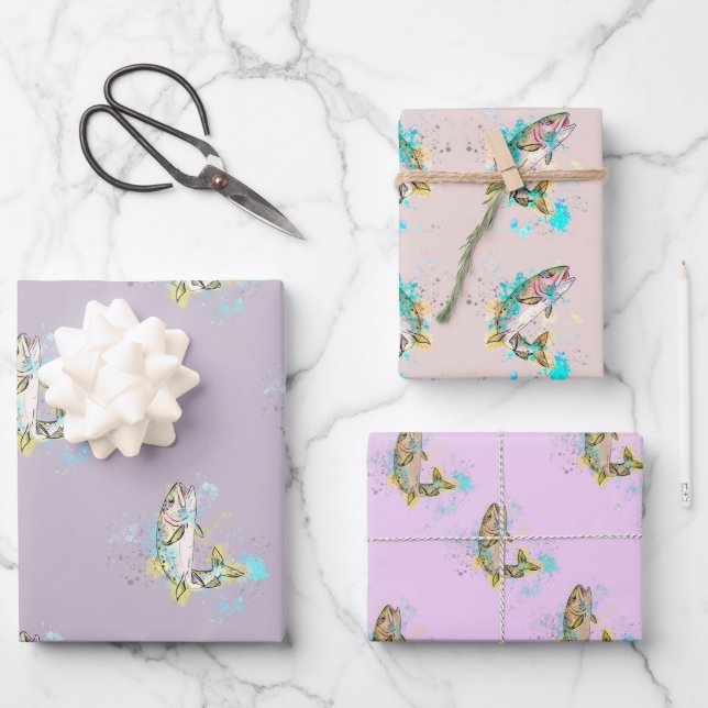 Feuilles de papier à envelopper violet de truite a (Recto)