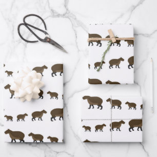 Feuilles de papier capybara enveloppant