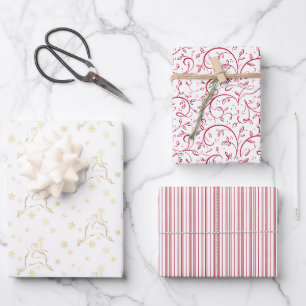 Feuilles de papier chic Holiday Gold et Red Wrappi