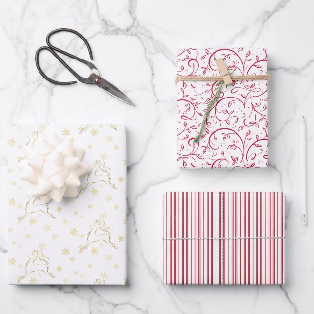 Feuilles de papier chic Holiday Gold et Red Wrappi (Recto)