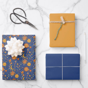 Feuilles de papier d'emballage à motif céleste des