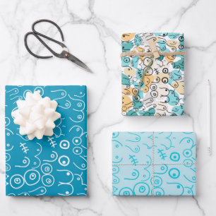 feuilles de papier d'emballage amusant motif vert