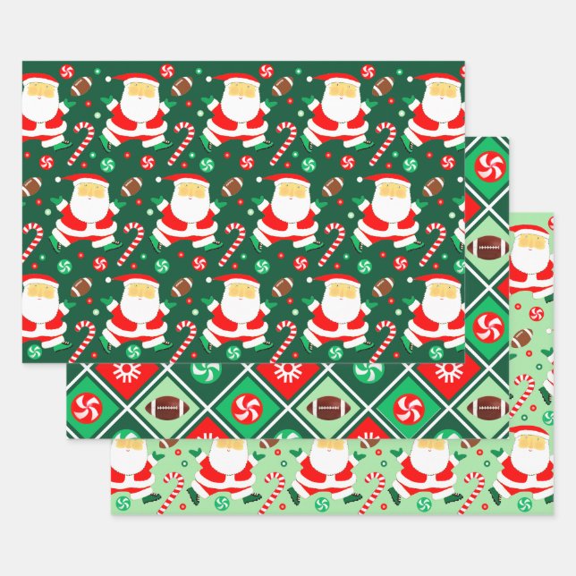 Feuilles de papier d'emballage de football de Noël (Lot)