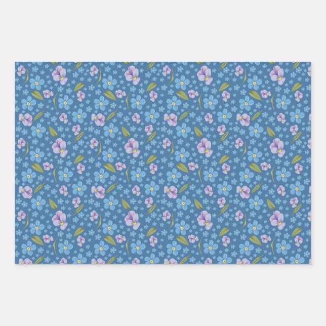 Feuilles de papier d'emballage de l'oubli-moi-pas  (Devant 2)