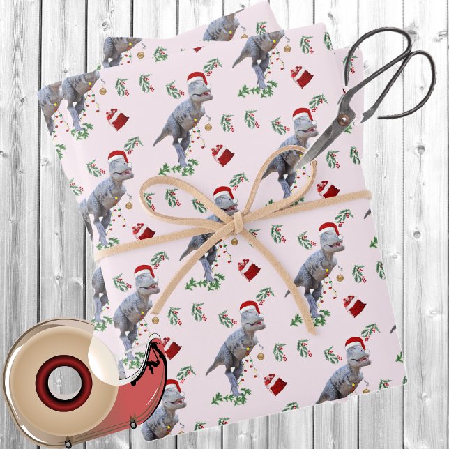 Feuilles de papier d'emballage de Noël de dinosaur (Créateur téléchargé)