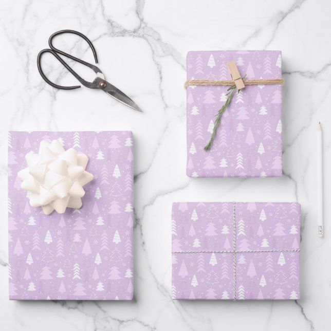 Feuilles de papier d'emballage de Noël Violet (Recto)