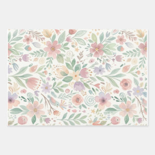 Feuilles de papier d'emballage en molleton floral