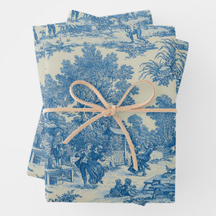 Feuilles de papier d'emballage en toile de Jouy