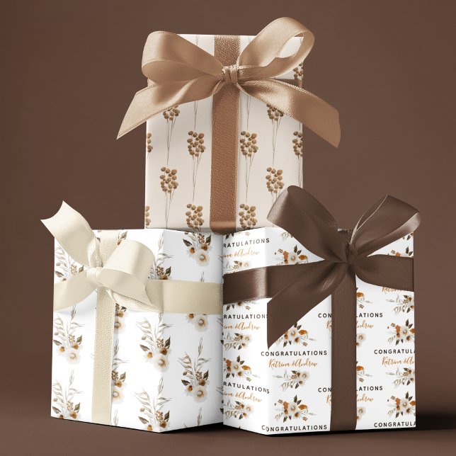 Feuilles de papier d'emballage Félicitations de ma (Congratulate a special couple with these personalized wrapping paper sheets! )