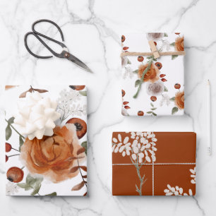Feuilles de papier d'emballage floral d'automne