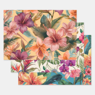 Feuilles de papier d'emballage floral tropical – L