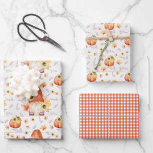 Feuilles de papier d'emballage Gnome d'automne et