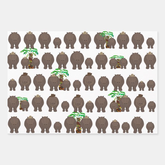 Feuilles de papier d'emballage hippo (Devant)
