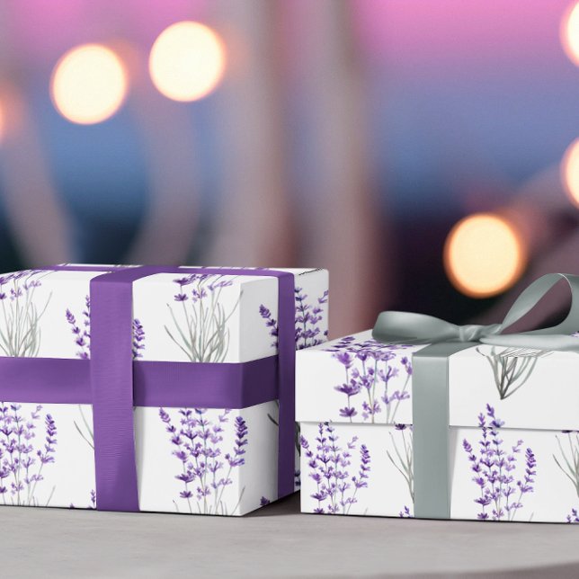 Feuilles de papier d'enrobage de lavande (Celebrate any special occasion with these watercolor lavender wrapping paper sheets! )