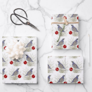 Feuilles de papier d'enrobage Quail Holiday