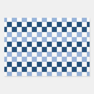 Feuilles de papier d'enveloppement À damiers bleu 