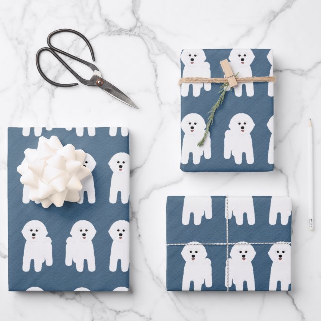 Feuilles de papier d'enveloppement Bichon Frise (Recto)