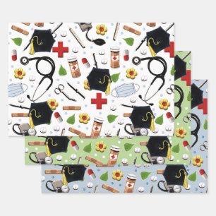Feuilles de papier d'enveloppement cadeau de docto